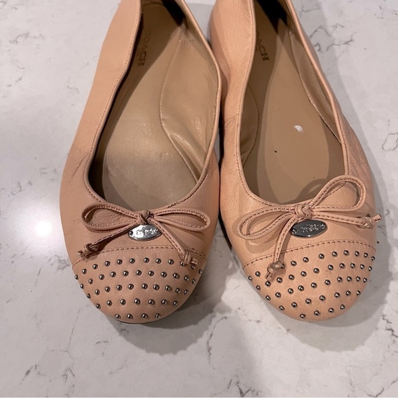 COACH Doreen Light Pink Leather Studded Ballet Flats Size 7 - Picture 2 of 12